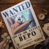 Bepo_pirate Affiche Wanted Bepo - One Piece format A3 papier vieilli