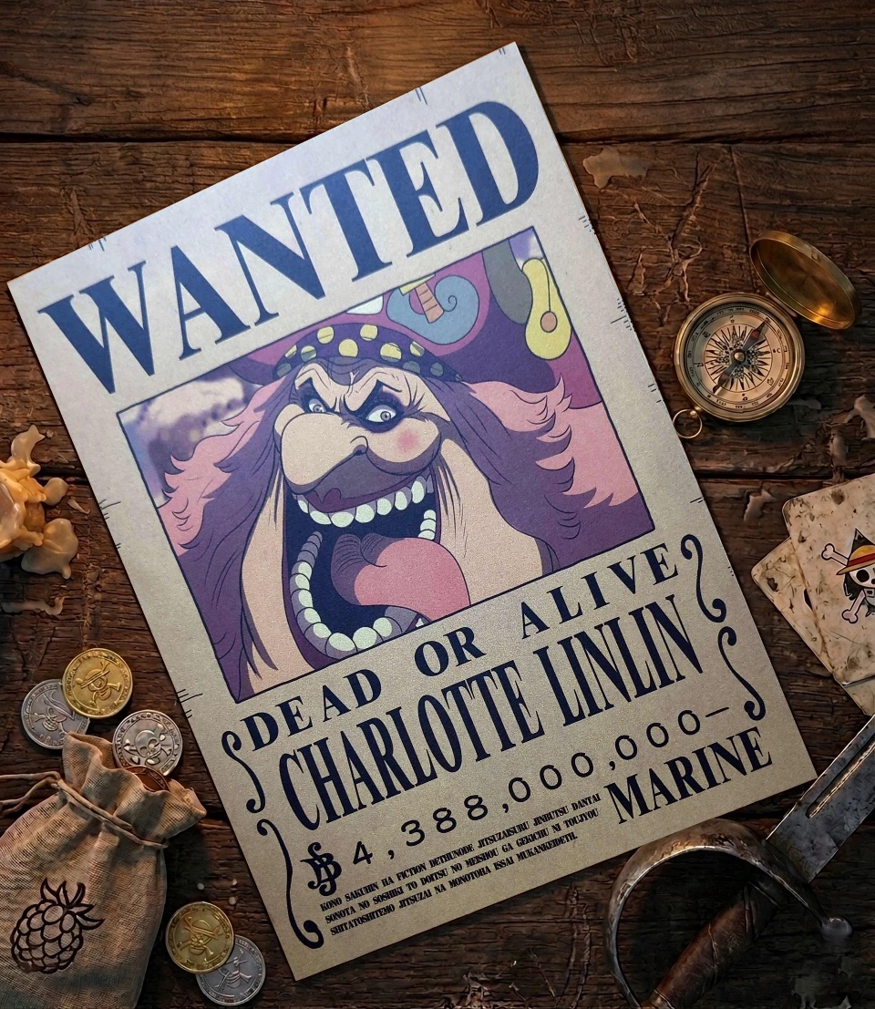 Big_mom_pirate Affiche Wanted Big Mom- One Piece format A3 papier vieilli