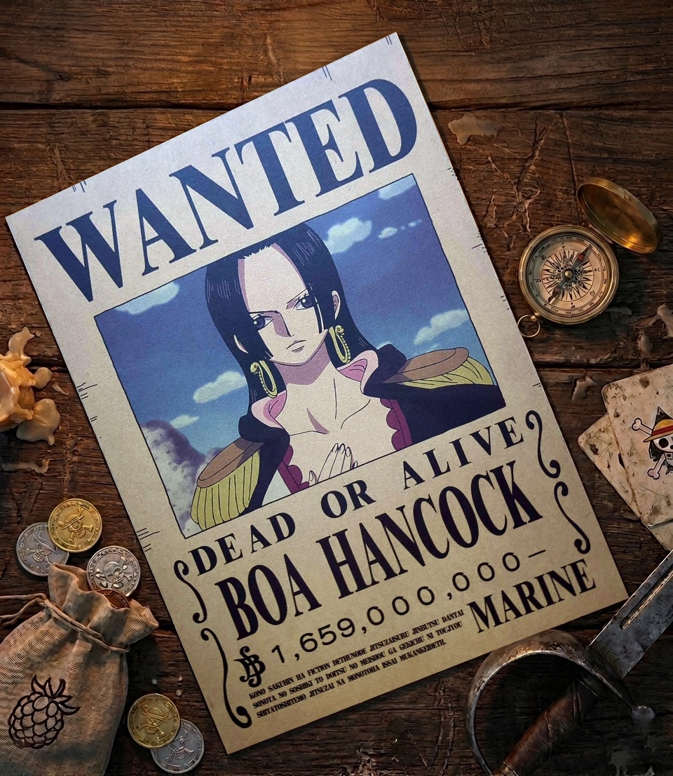 Boa_Hancock_pirate Affiche Wanted Boa Hancock - One Piece format A3 papier vieilli