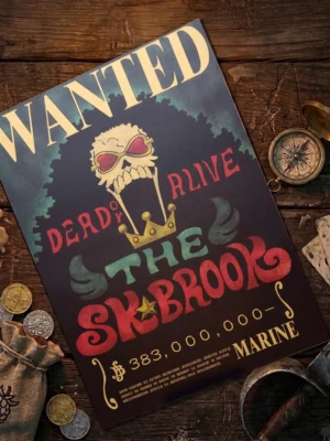 Brook_pirate Affiche Wanted Brook - One Piece format A3 papier vieilli