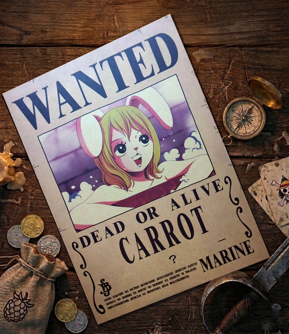 Carrot_pirate Affiche Wanted Carrot - One Piece format A3 papier vieilli