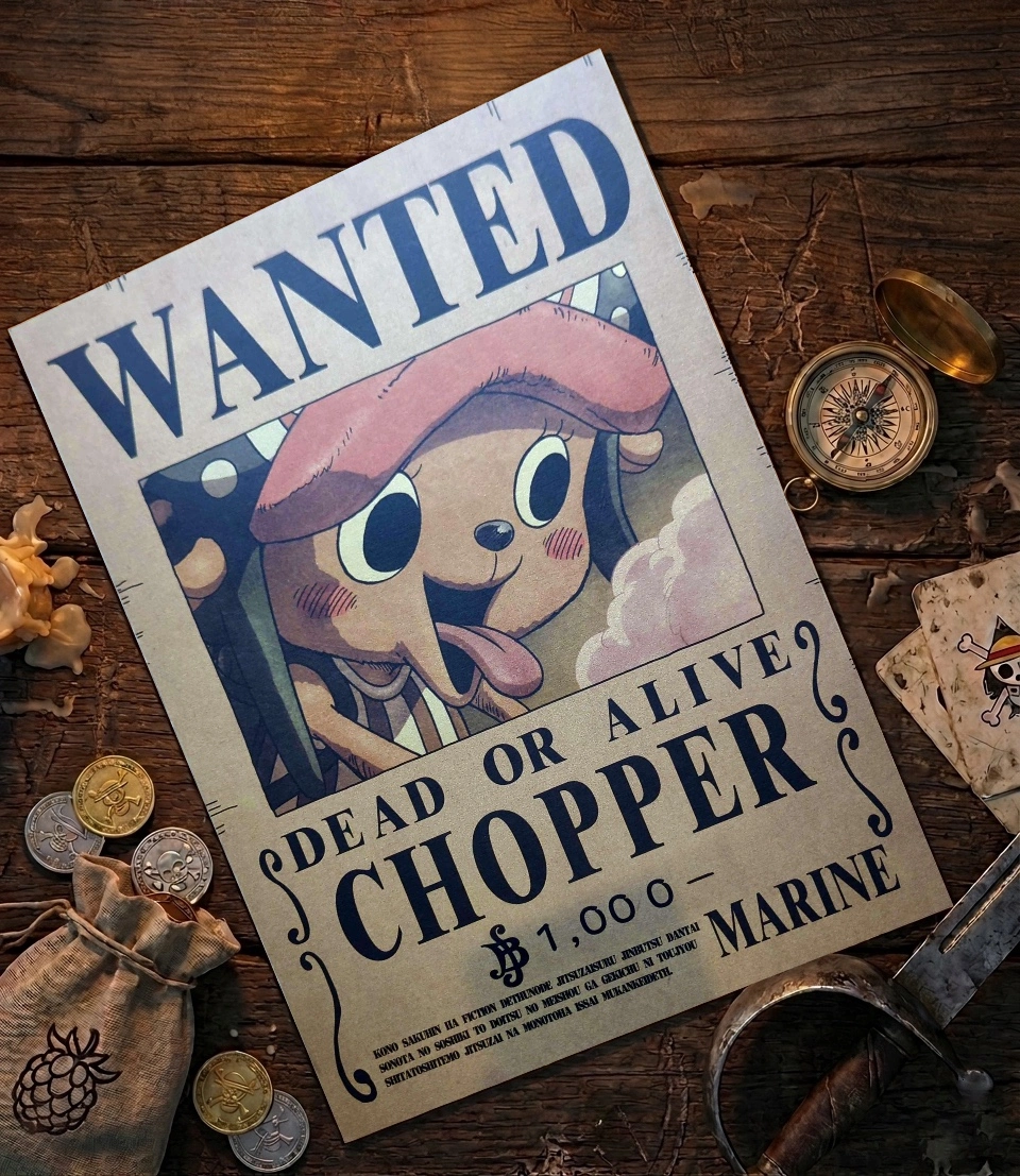 Chopper_pirate Affiche Wanted Chopper - One Piece format A3 papier vieilli
