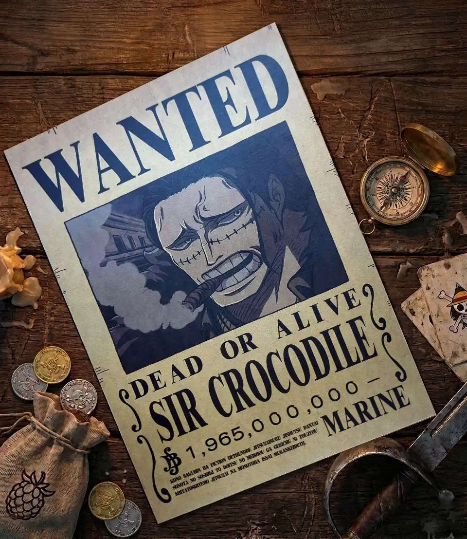 Crocodile_pirate Affiche Wanted Crocodile - One Piece format A3 papier vieilli