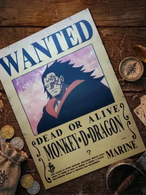 Dragon_pirate Affiche Wanted Monkey D Dragon - One Piece format A3 papier vieilli