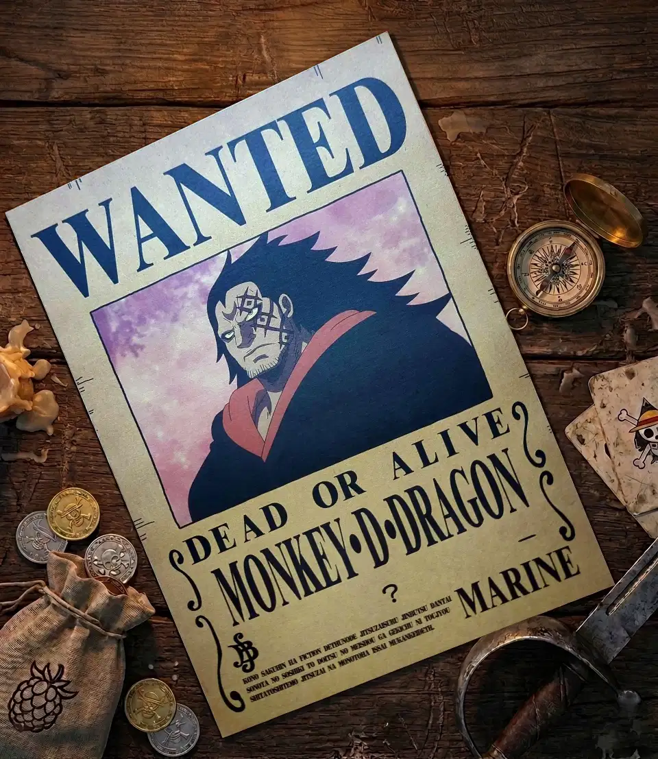 Dragon_pirate Affiche Wanted Monkey D Dragon - One Piece format A3 papier vieilli