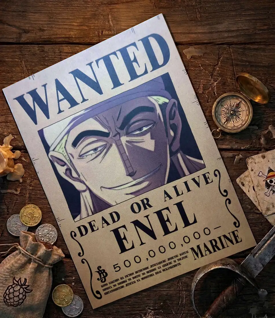 Ener_pirate Affiche Wanted Ener - One Piece format A3 papier vieilli