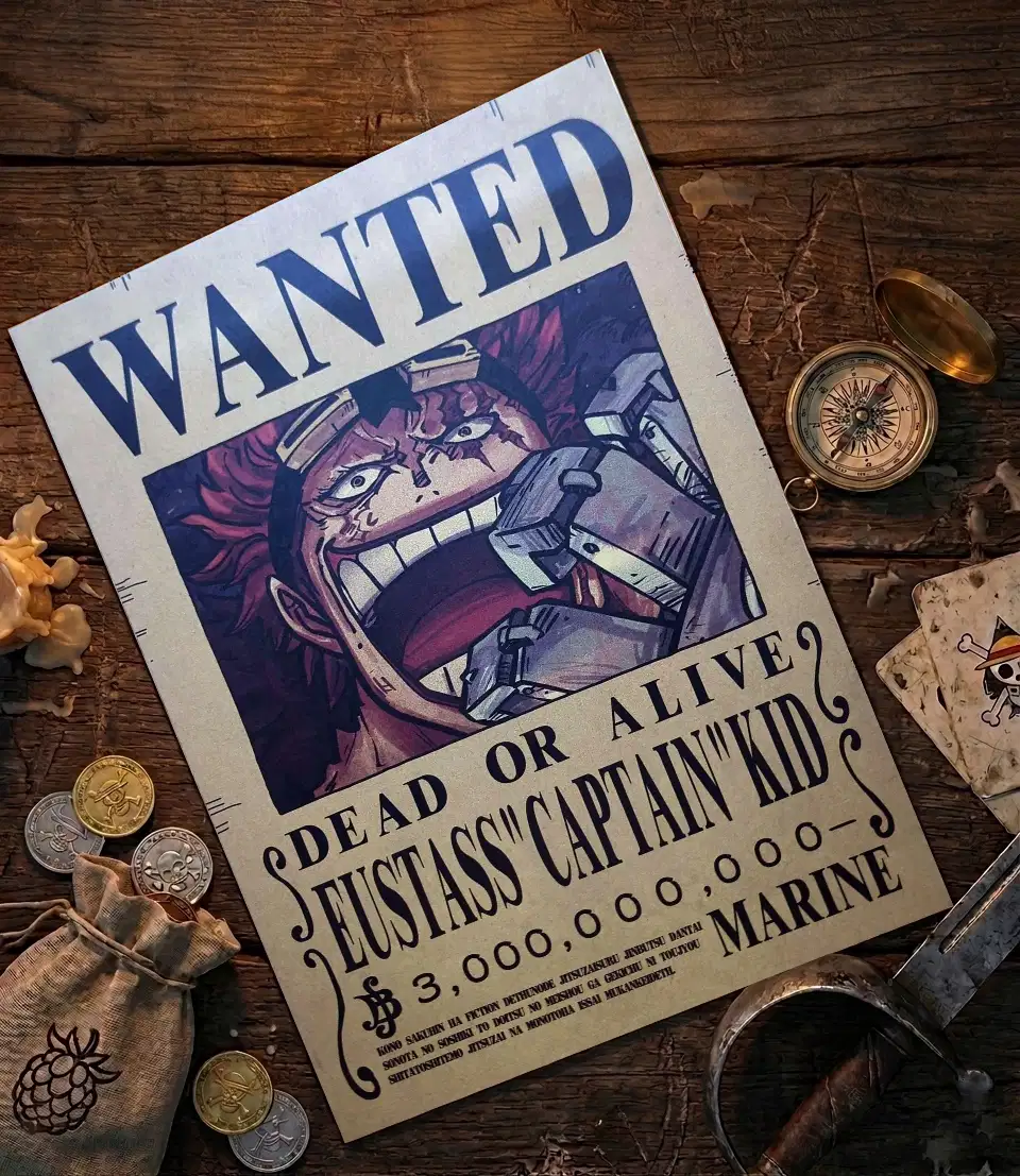 Eustass_kid_pirate Affiche Wanted Eustass Kid - One Piece format A3 papier vieilli