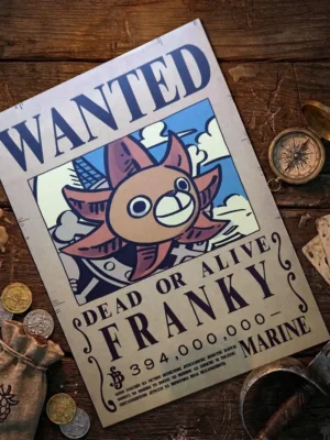 Franky_pirate Affiche Wanted Franky - One Piece format A3 papier vieilli