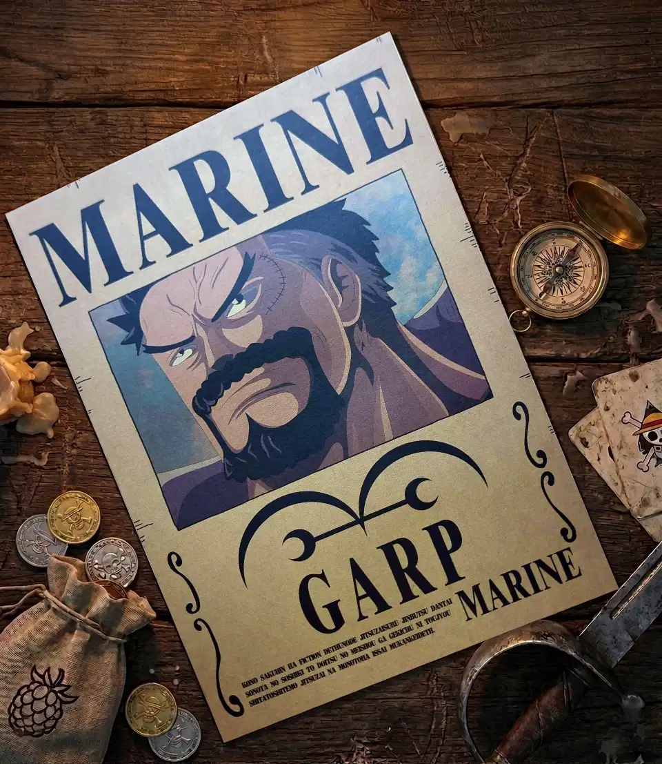 Garp_pirate Affiche Wanted Garp - One Piece format A3 papier vieilli
