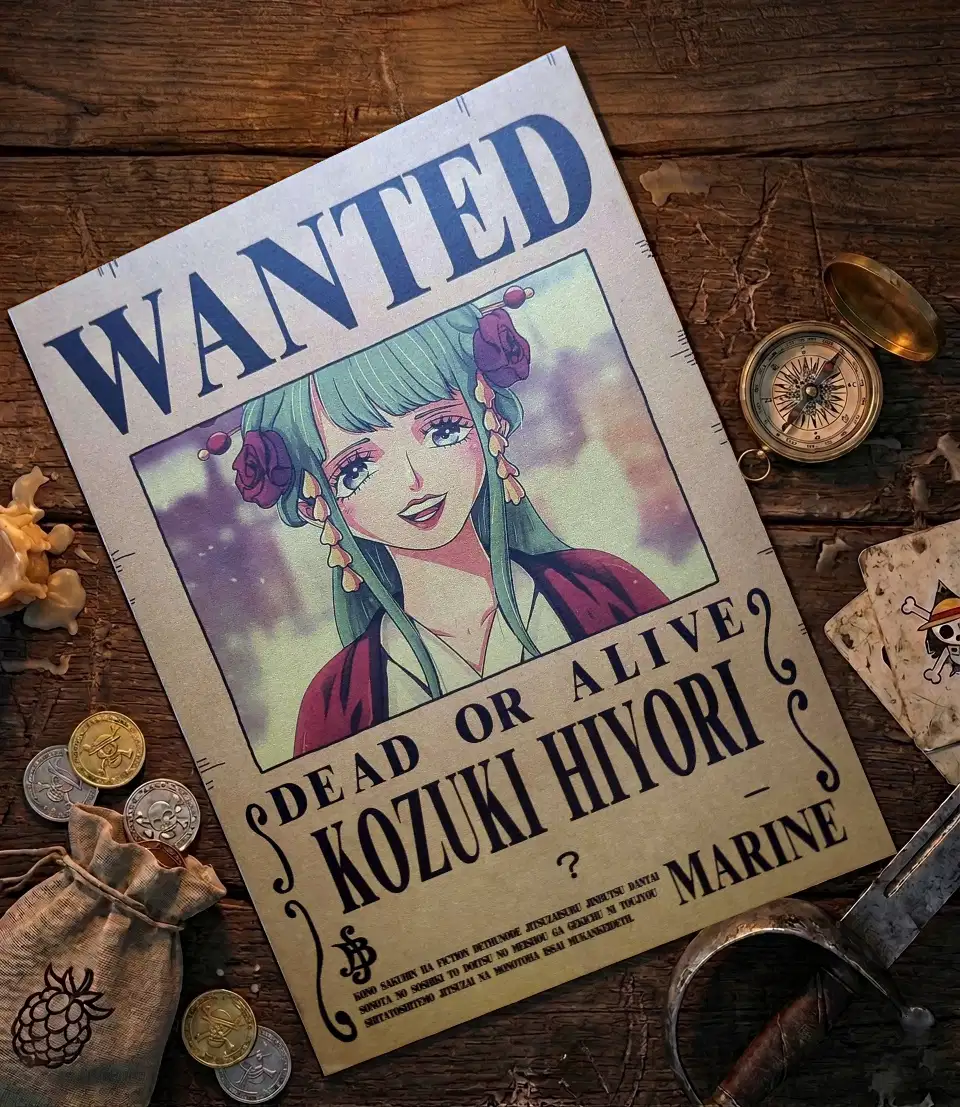 Hiyori_pirate Affiche Wanted Hiyori - One Piece format A3 papier vieilli