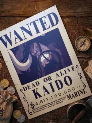 Kaido_pirate Affiche Wanted Kaido - One Piece format A3 papier vieilli