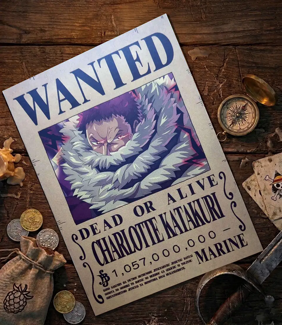 Katakuri_pirate Affiche Wanted Katakuri - One Piece format A3 papier vieilli