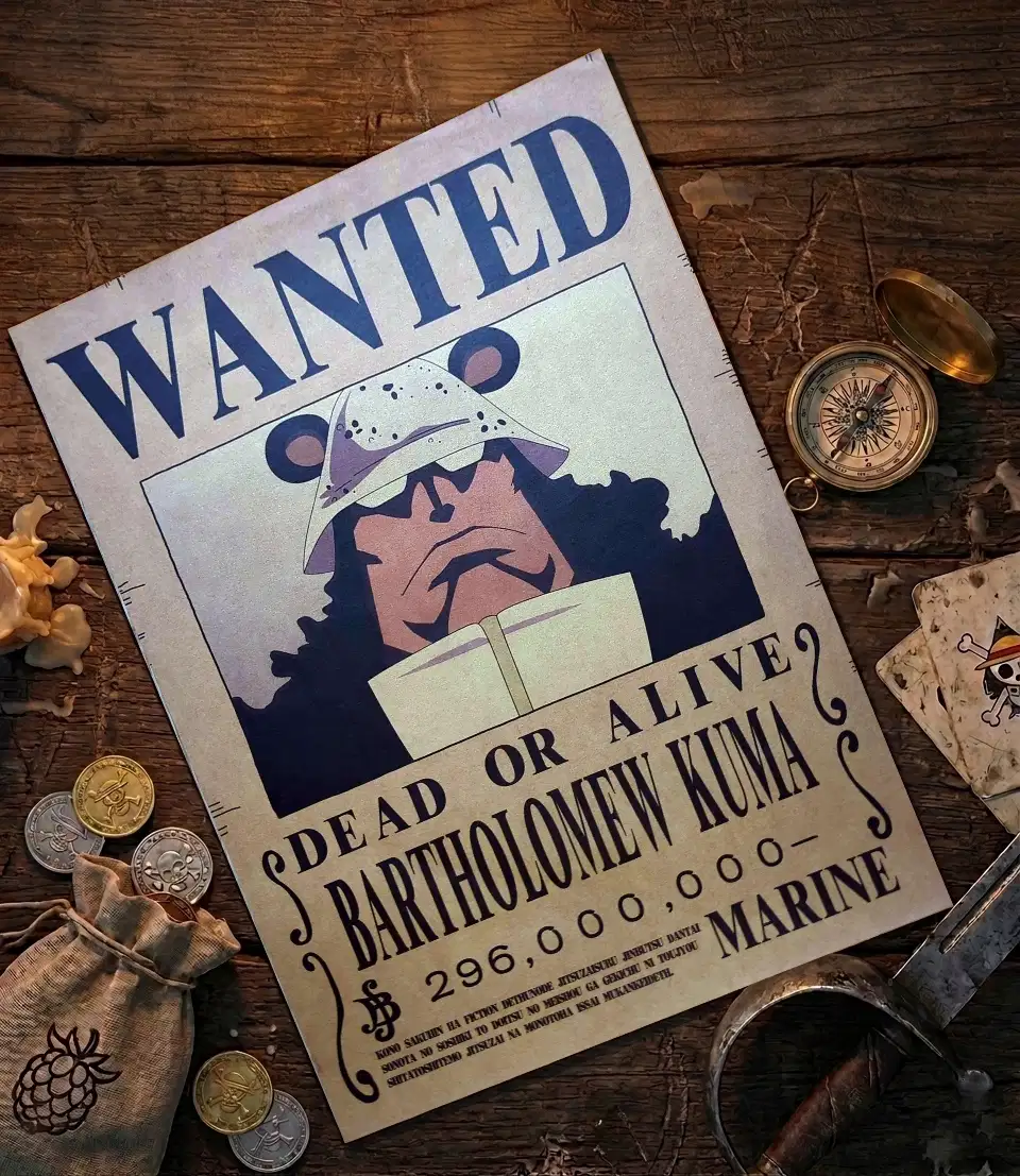 Kuma_pirate Affiche Wanted Kuma - One Piece format A3 papier vieilli
