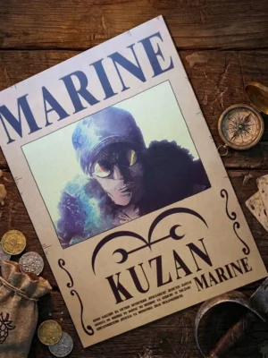 Kuzan_Aokiji_pirate Affiche Wanted Aokiji - One Piece format A3 papier vieilli