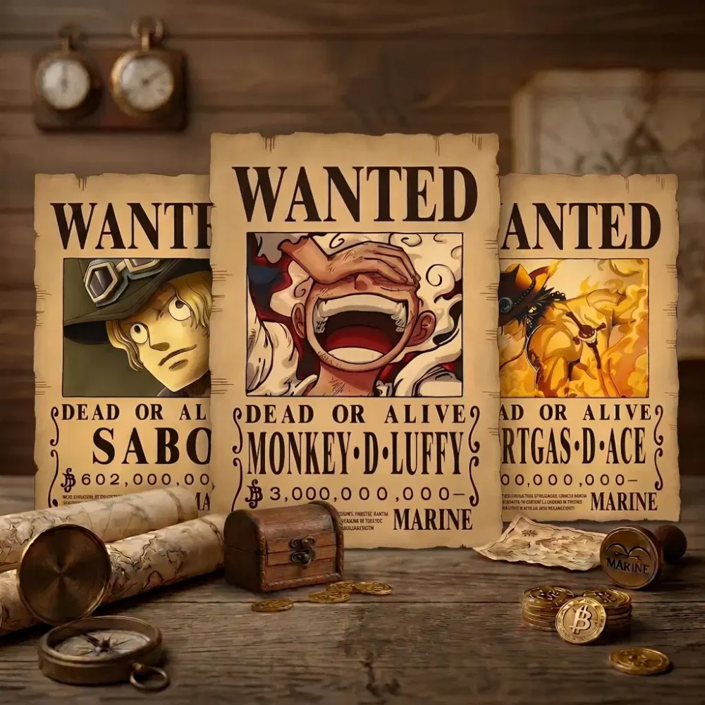 Lot_3_freres Pack 3 Frères Luffy Ace Sabo format A3 papier vieilli - Wanted Store One Piece