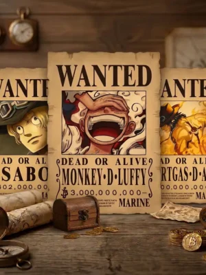 Lot_3_freres Pack 3 Frères Luffy Ace Sabo format A3 papier vieilli - Wanted Store One Piece