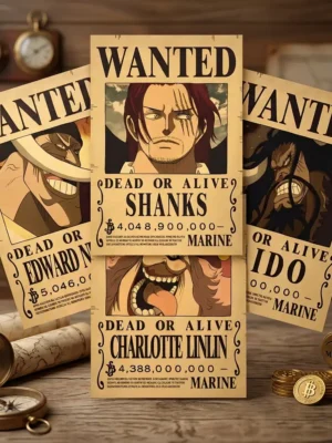 Lot_Anciens_Yonko Pack Anciens Yonkos barbe blanche, Shanks, Kaido, Big mom format A3 papier vieilli - Wanted Store One Piece