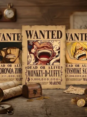 Lot_Monster_Trio Pack Monster Trio Luffy Zoro Sanji format A3 papier vieilli - Wanted Store One Piece