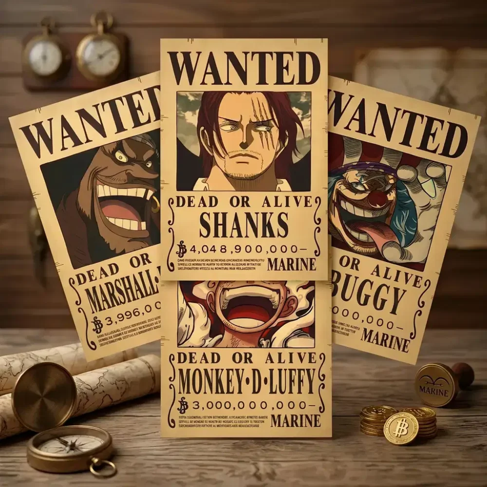 Lot_Nouveaux_Yonko Pack 4 Yonkos Empereurs des Mers format A3 papier vieilli - Wanted Store One Piece