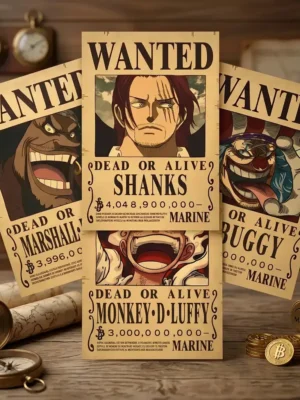 Lot_Nouveaux_Yonko Pack 4 Yonkos Empereurs des Mers format A3 papier vieilli - Wanted Store One Piece