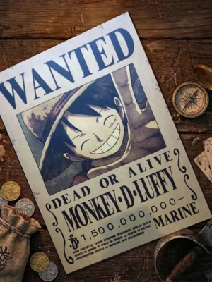 Luffy_pirate Affiche Wanted Monkey D Luffy - One Piece format A3 papier vieilli
