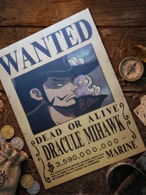 Mihawk_pirate Affiche Wanted Mihawk - One Piece format A3 papier vieilli