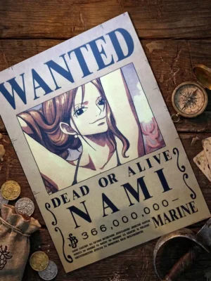 Nami_pirate Affiche Wanted Nami - One Piece format A3 papier vieilli