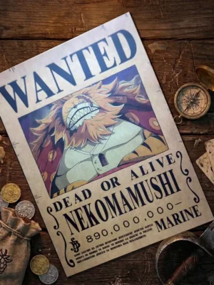 Nekomamushi_pirate Affiche Wanted Nekomamushi - One Piece format A3 papier vieilli