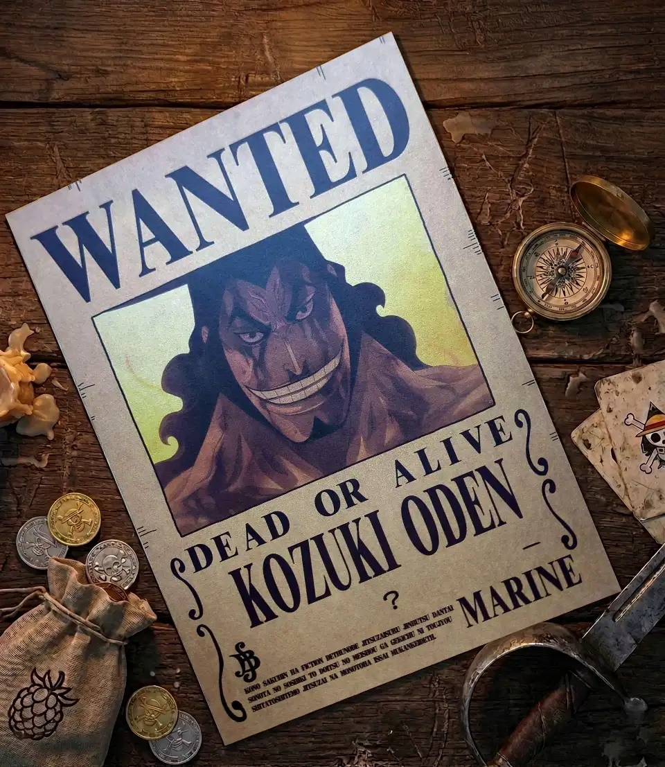 Oden_pirate Affiche Wanted Oden - One Piece format A3 papier vieilli