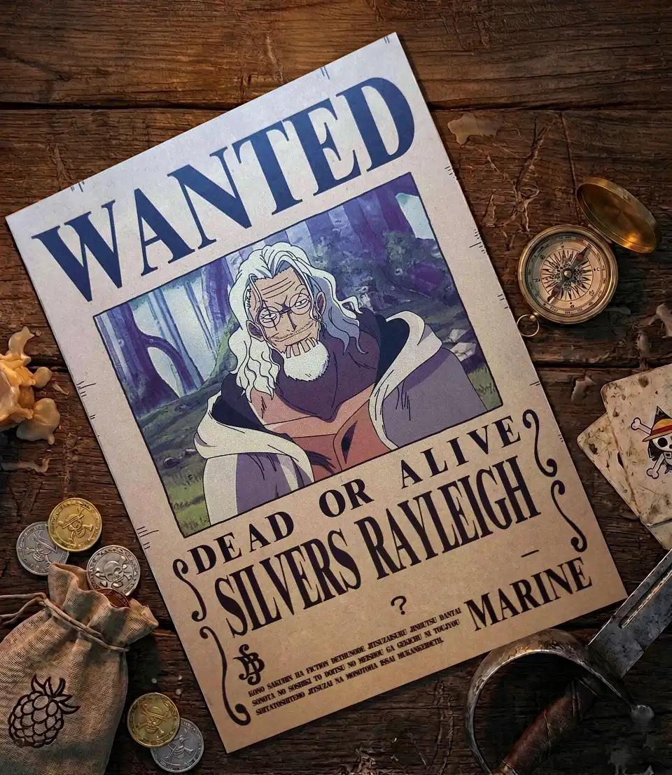Rayleigh_pirate Affiche Wanted Rayleigh - One Piece format A3 papier vieilli