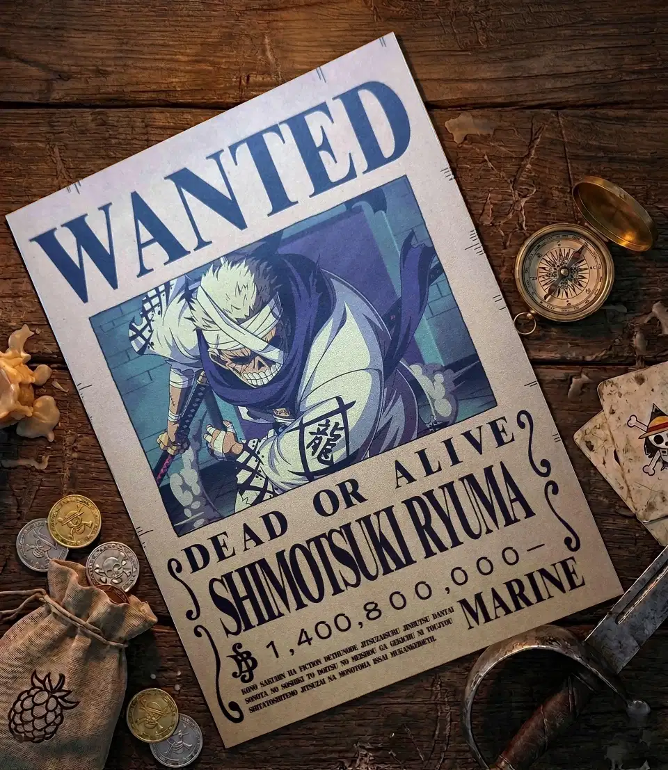 Ryuma_pirate Affiche Wanted Ryuma - One Piece format A3 papier vieilli