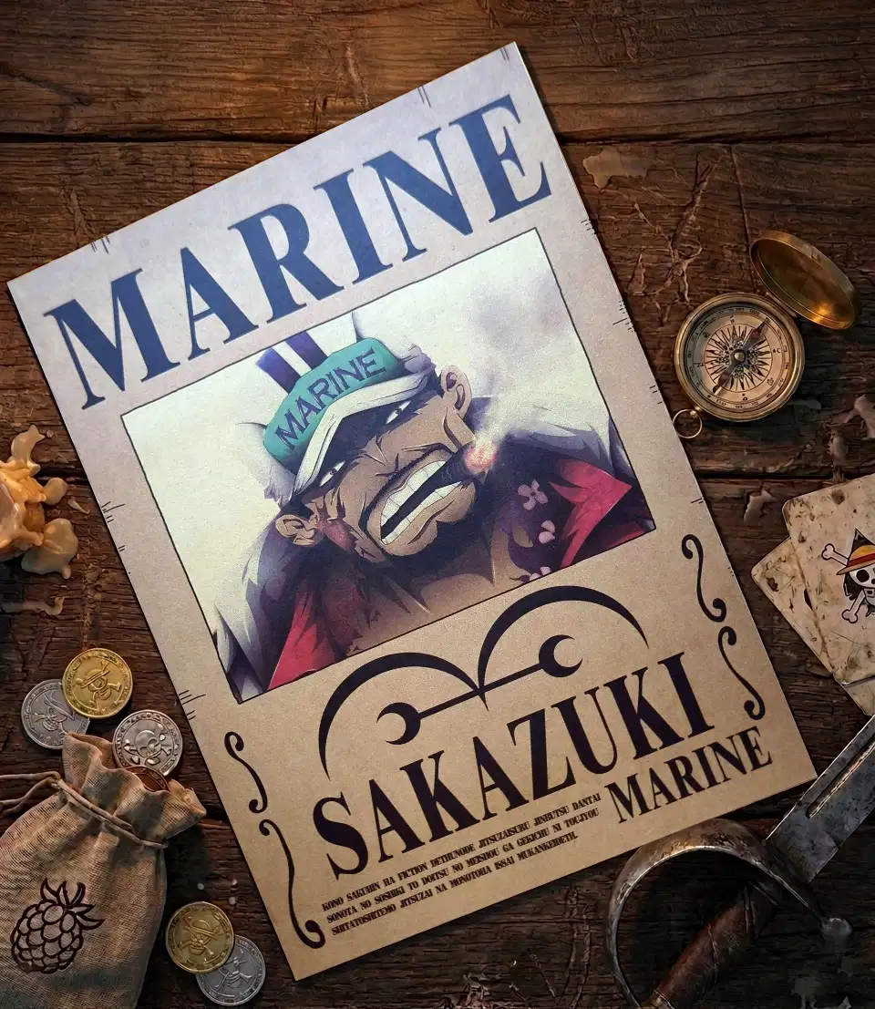 Sakazuki_Akainu_pirate Affiche Wanted Akainu - One Piece format A3 papier vieilli