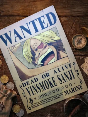 Sanji_pirate Affiche Wanted Sanji - One Piece format A3 papier vieilli