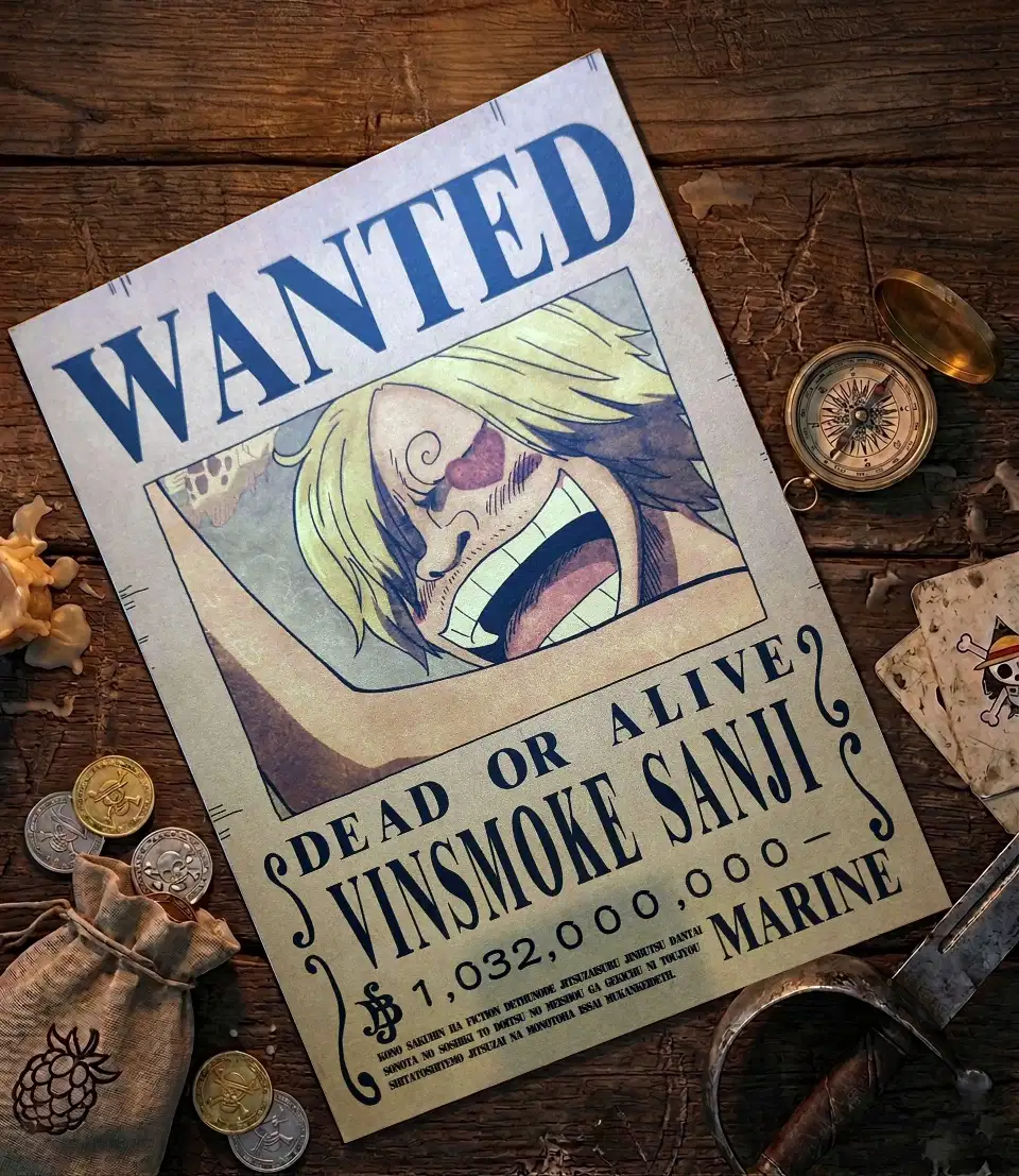 Sanji_pirate Affiche Wanted Sanji - One Piece format A3 papier vieilli