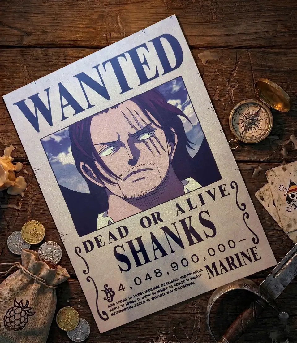 Shanks_pirate Affiche Wanted Shanks - One Piece format A3 papier vieilli