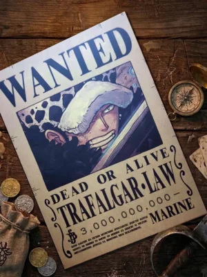Trafalgar_Law_pirate Affiche Wanted Trafalgar Law - One Piece format A3 papier vieilli