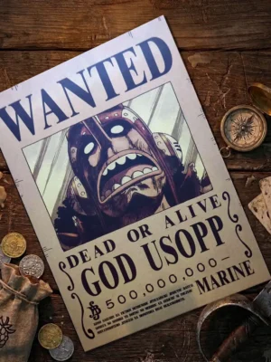 Usopp_pirate Affiche Wanted Usopp - One Piece format A3 papier vieilli