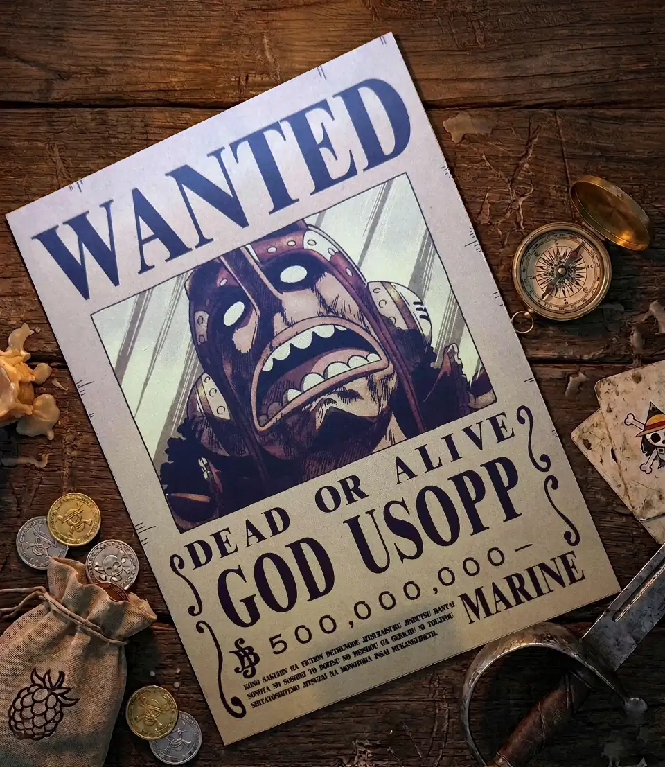 Usopp_pirate Affiche Wanted Usopp - One Piece format A3 papier vieilli