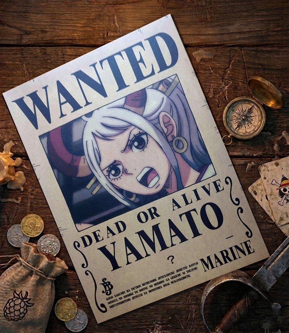 Yamato_pirate Affiche Wanted Yamato - One Piece format A3 papier vieilli