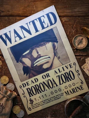 Zoro_pirate Affiche Wanted Roronoa Zoro - One Piece format A3 papier vieilli