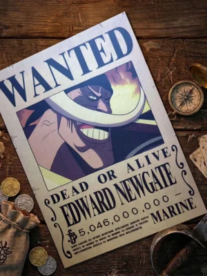barbe_Blanche_pirate Affiche Wanted Barbe Blanche - One Piece format A3 papier vieilli