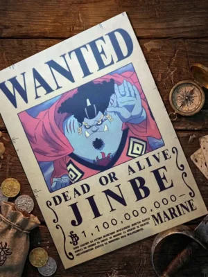 jinbe_pirate Affiche Wanted Jinbe - One Piece format A3 papier vieilli