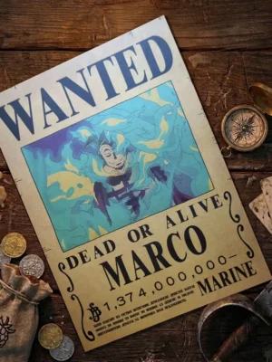 marco_pirate Affiche Wanted Marco - One Piece format A3 papier vieilli