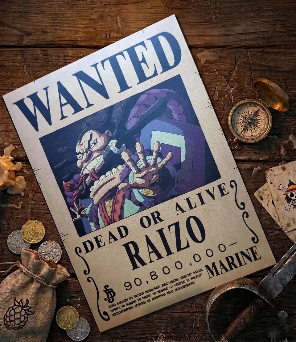 raizo_pirate Affiche Wanted Raizo - One Piece format A3 papier vieilli
